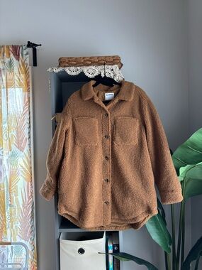 old navy shearling shirt jacket